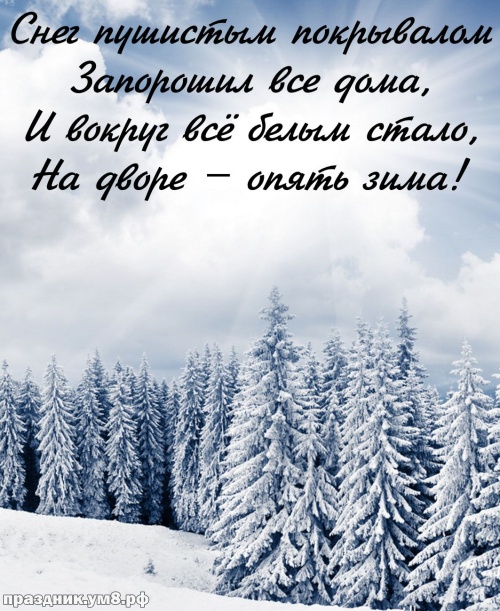 Найти гармоничную картинку с первым днём зимы (красивые открытки на 1 декабря)! Пожелания своими словами! Для инстаграм!